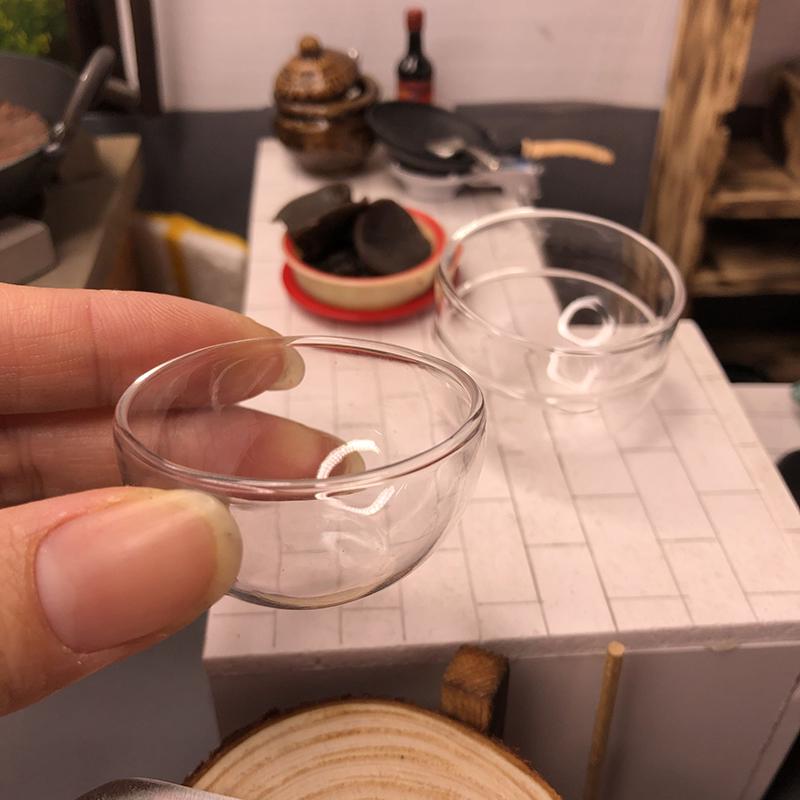 1/12 Dollhouse Miniature Accessories Glass Soup Plate Simulation Dish Toy