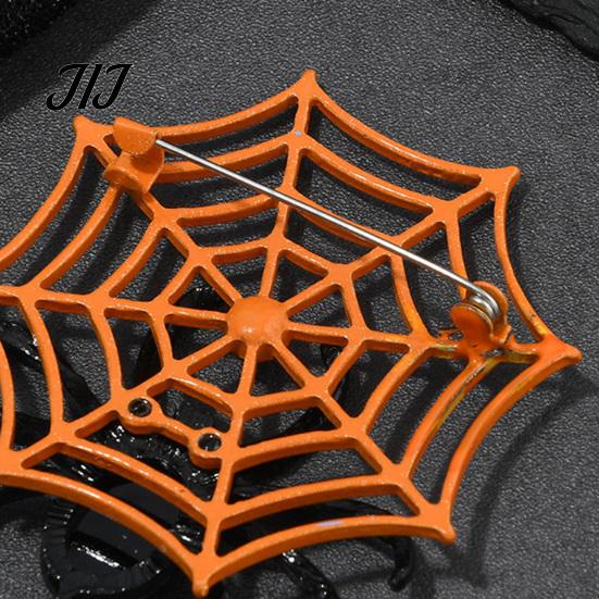 Horror Theme Jewelry Halloween Spider Web Brooch, Rhinestone Badge Accessories, Holiday Lapel Scarves Decorative Pins Pin for Jackets Sweaters