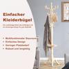 Give Your Home Elegance: Versatile European Coat Rack In Cream-White Solid Wood – Multi-Level, Sturdy, Easy To Assemble and with Non-Slip Feet.