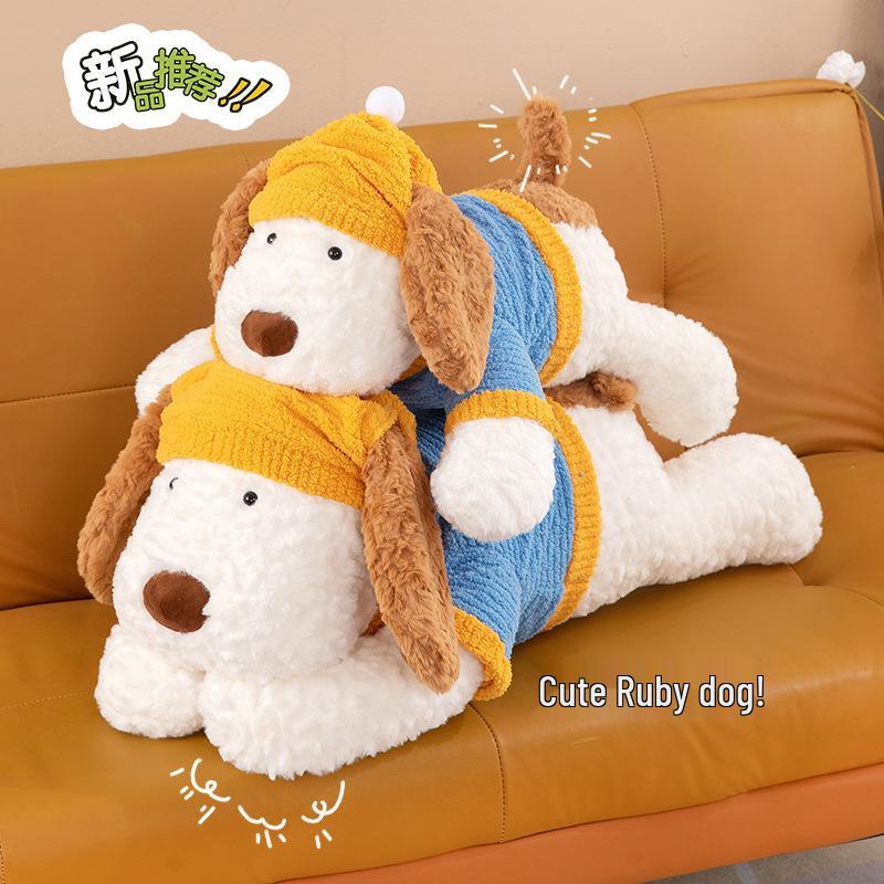 

Large Dressed Dog Plush Toy - Cute Sleeping Comfort Pillow 40cm (0.36kg) белый