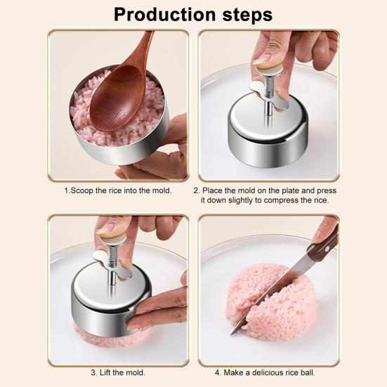 Stainless Steel Onigiri Mold Sushi Rice Ball Maker Round Star Flower Shape Bento Rice Press Food-Safe Kitchen Tool for Cakes Patties Salads