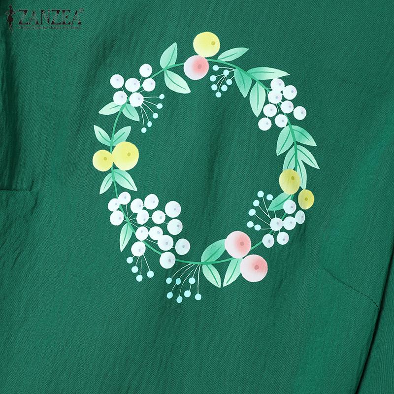 ZANZEA Women Half Sleeve Print Blouse and Long Skirts Casual Two Piece Suit Sets