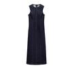 Fall and Winter New Women's Clothing Cotton Sleeveless round Neck Zipper Back Slit Denim Midi Skirt Dress 6147163