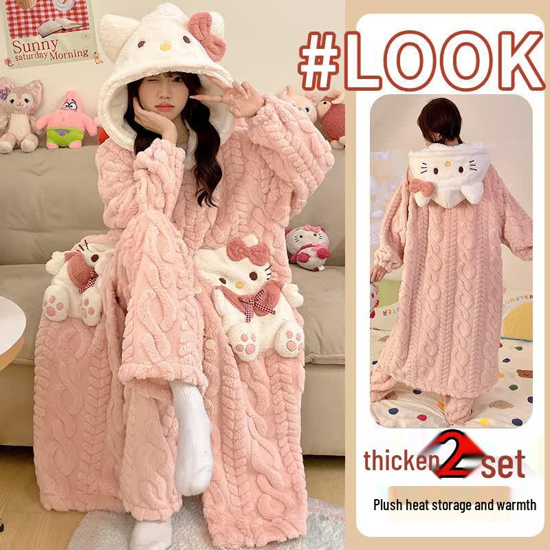 YUZHAOLIN Women's Plush Coral Fleece Hooded Loungewear Set