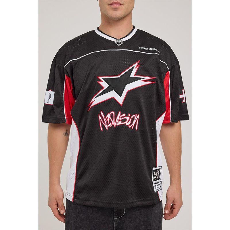 Foreign Trade Original Order Neo * Vision Radical American Vintage V-neck Patchwork Letter Print Sports Jersey