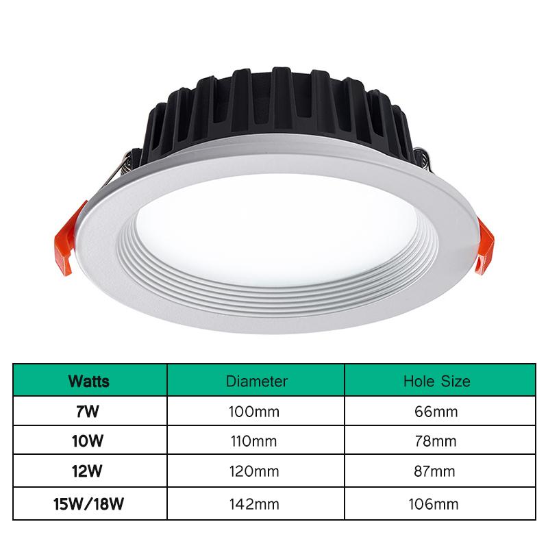 

Светодиодный светильник с регулируемой яркостью, встраиваемый потолочный светильник 7 Вт, 10 Вт, 12 Вт, 15 Вт, точечный алюминиевый светодиодный светильник 110 В, 220 В, для спальни, кухни 12W Dimmable&Natural White