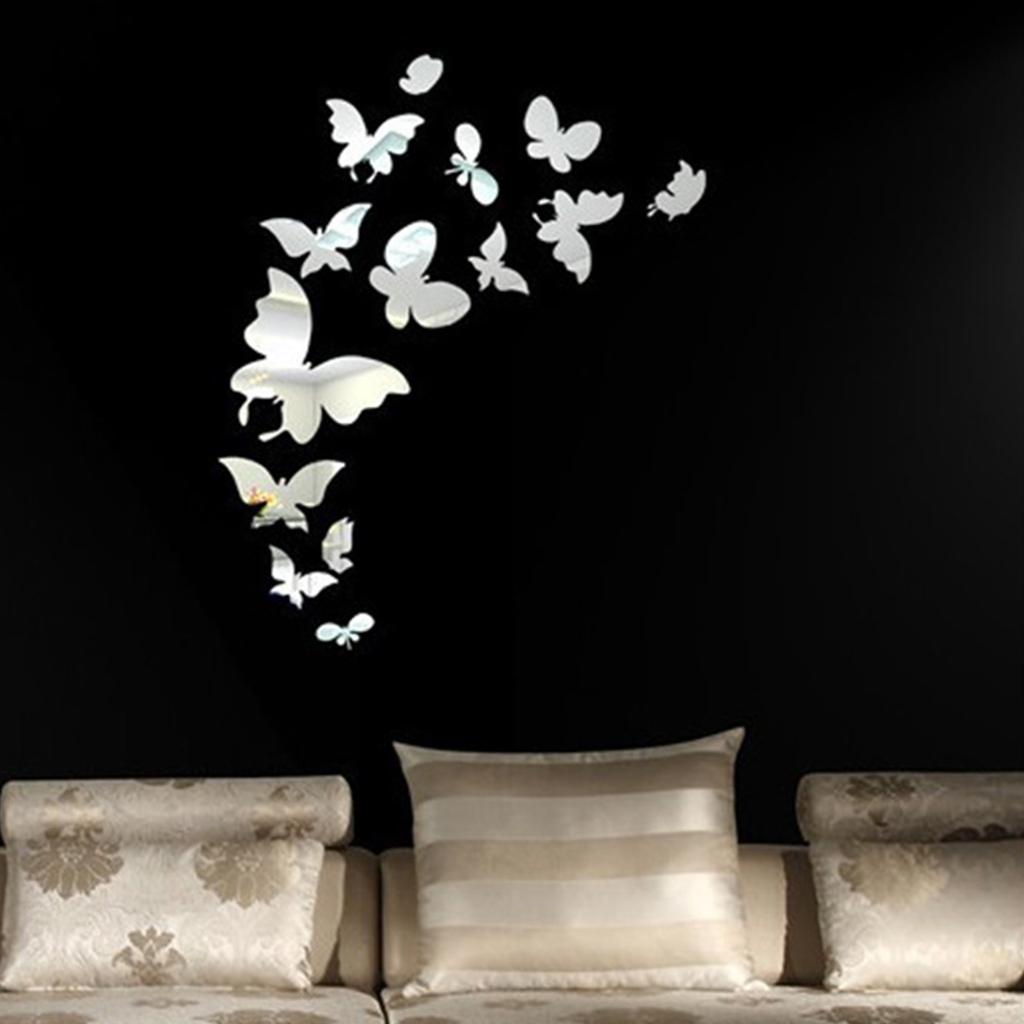 Sada Butterfly Combination 3D trojrozměrná zrcadlová nálepka na zeď Home Decora