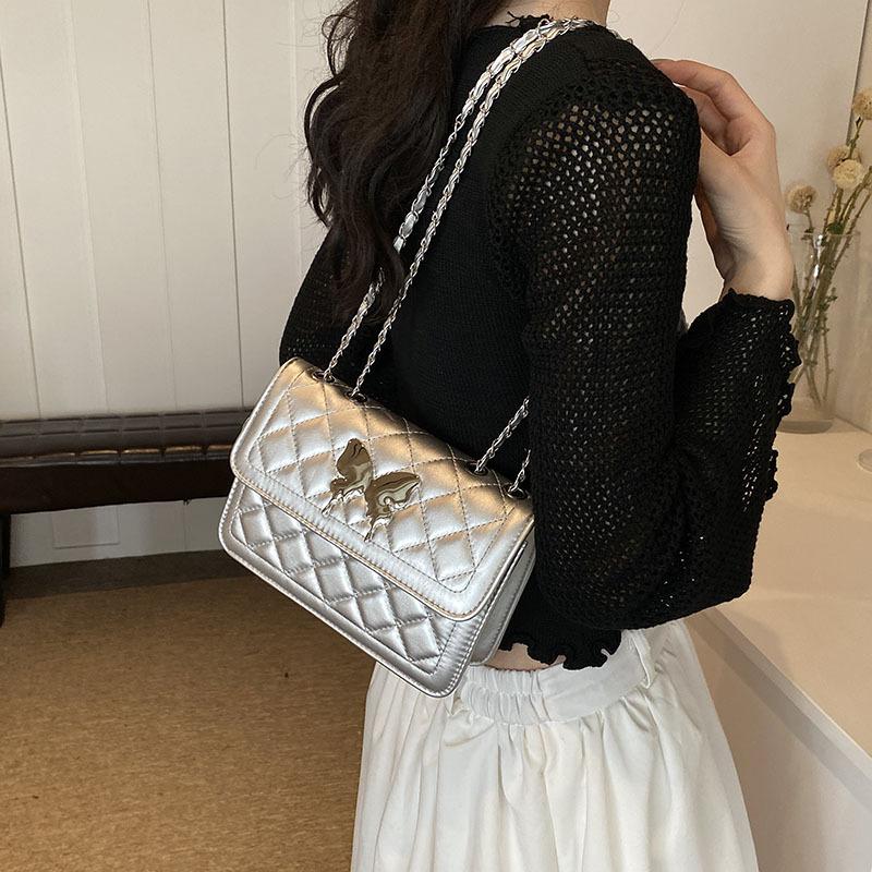 Casual Small Bag New Style for Women's Popular Crossbody Bag Fashionable Shoulder Bag Simple Chain Large Capacity Small Square Bag