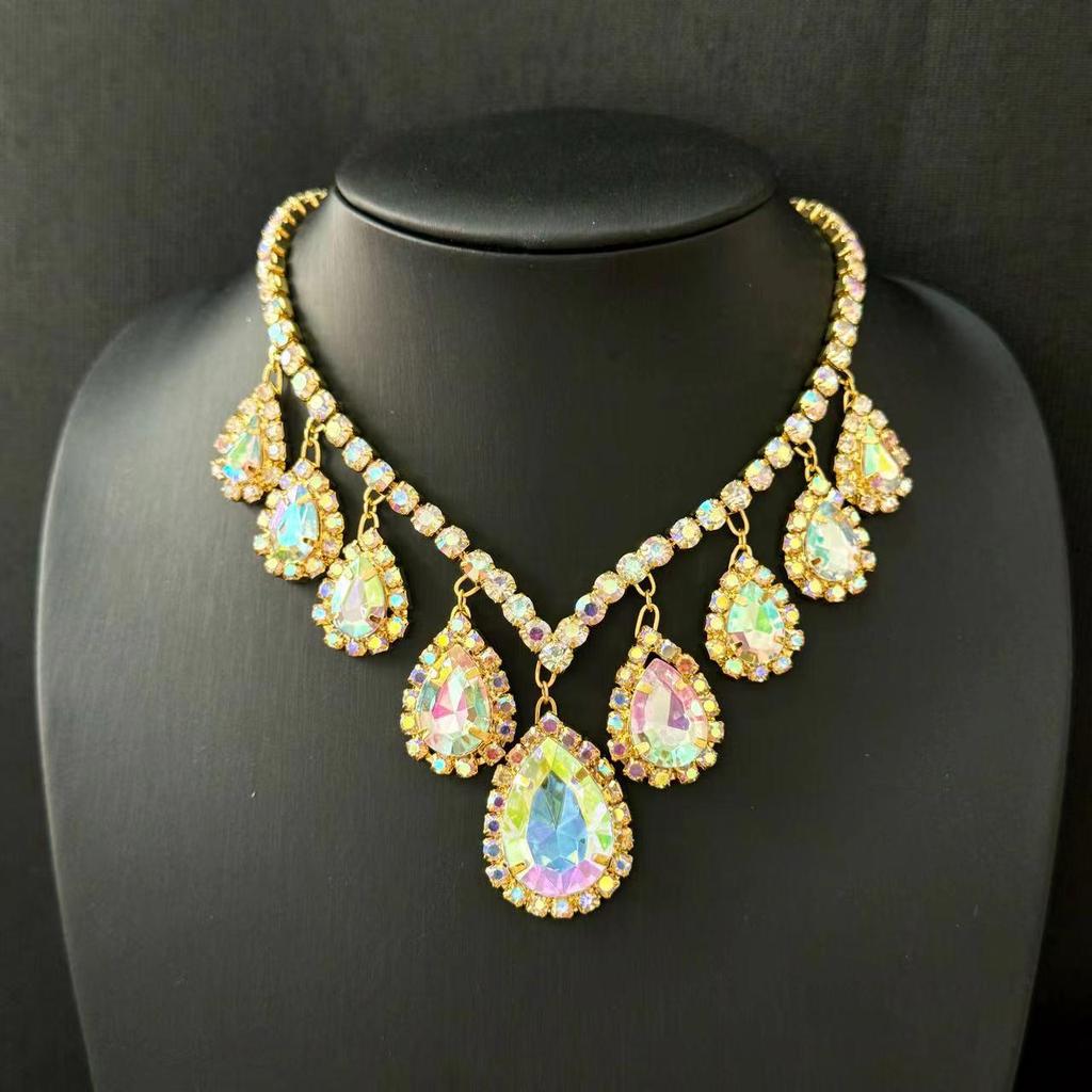 High-End European & American Diamond Teardrop Clavicle Necklace