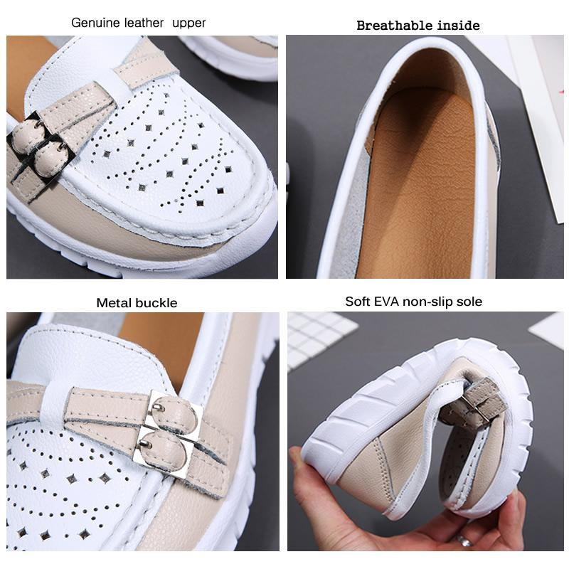 Καλοκαιρινά γνήσια δερμάτινα γυναικεία παπούτσια Χειροποίητα flats casual παπούτσια Γυναικεία slip-on loafers μπαλέτα Γυναικεία παπούτσια