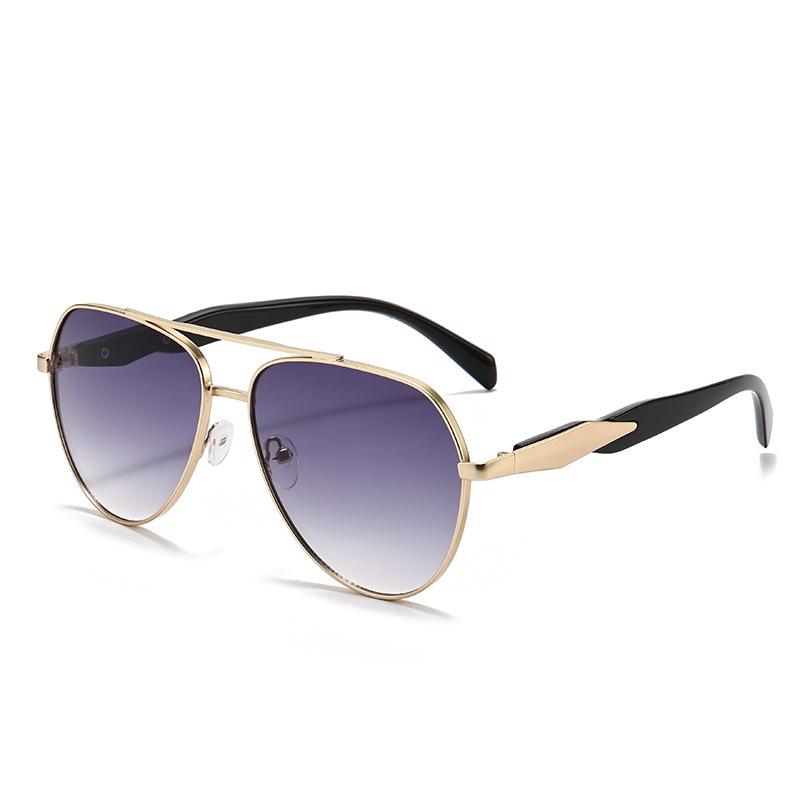 Sunglasses Large Frame Niche Y2K Toad Glasses Double Beam Metal Advanced Pilot Sunglasses
