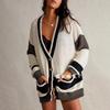 New Autumn/winter Hot-selling Knit Jackets, Plus-size Pocket Color-block Cardigan, Sweaters for Women