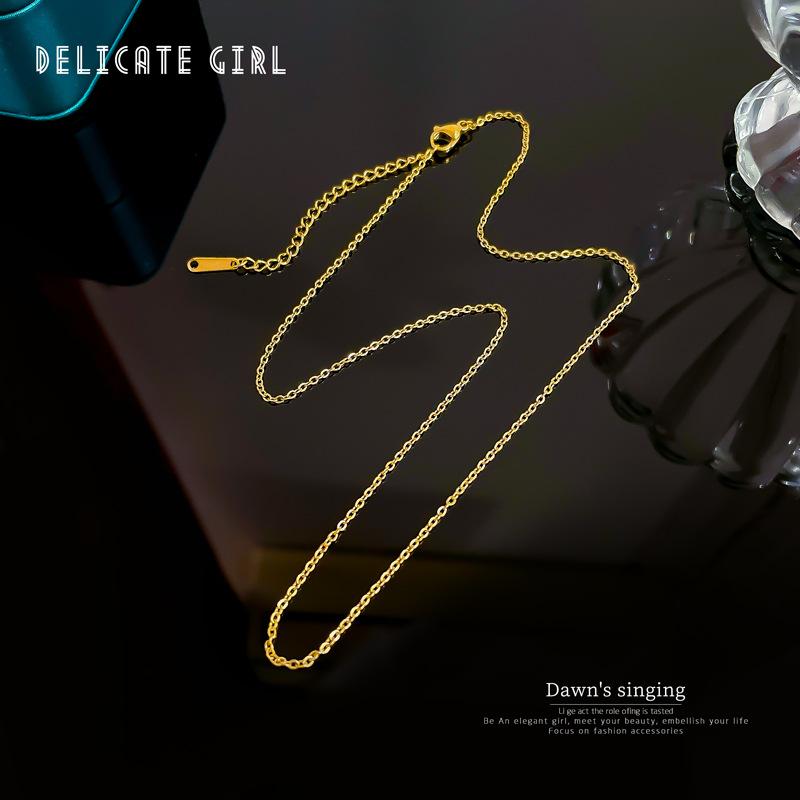 40 + 5Cm Regular Bare Chain Versatile Titanium Steel Rose Gold Necklace Accessories Loose Chain Lip Chain One Year Color Retention