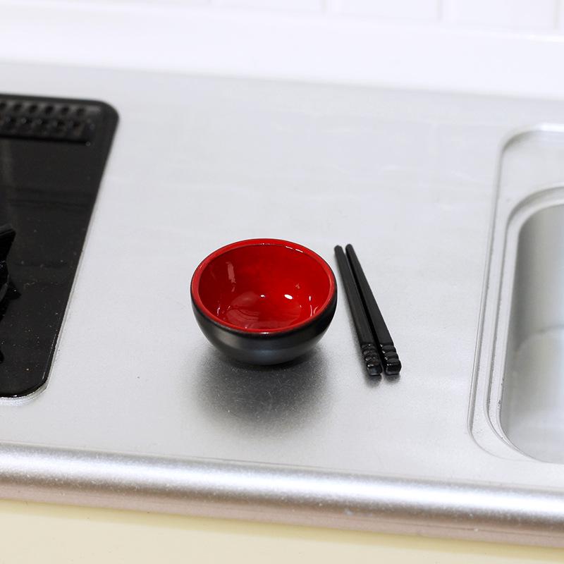 Miniature Japanese Bowl & Chopsticks Dollhouse Accessory - ob11 Creative Food Scene Toy (D396)