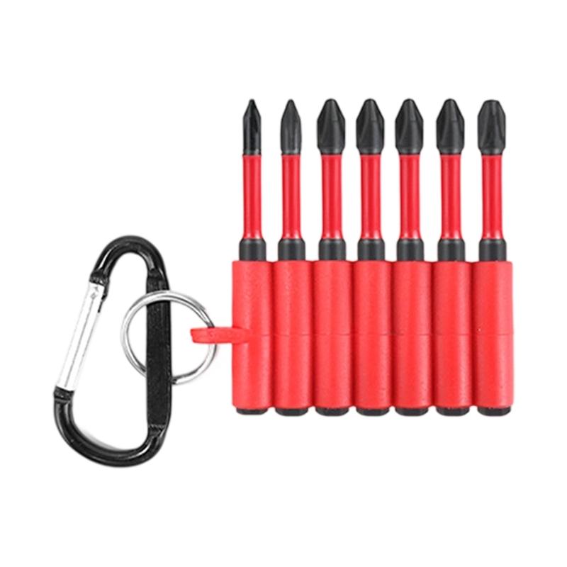 Magnetic Head Crosses Screwdriver Bit Durability Steel Construction Shock Resistant Drill Bit With Keychain Storage