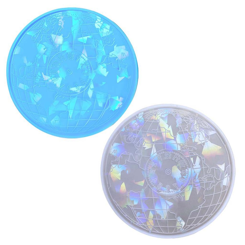 Holographic Earth Clock Silicone Mold DIY Round Clock Pendant Mold Epoxy Resin Mold for Making Crafts Decoration