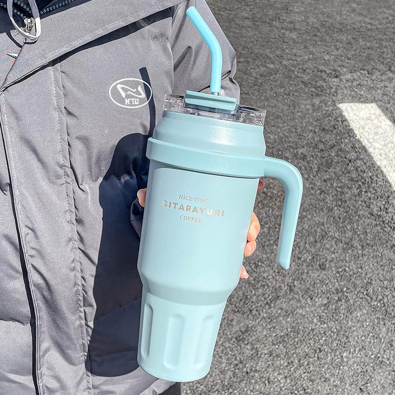 Large Capacity Straw Thermos Cup for Girls & Boys - Perfect for Outdoor Sports, Office, and Travel