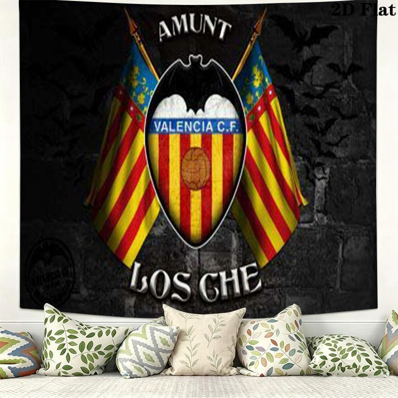 Valencia CF Logo Wall Tapestry Aesthetic Wall Hanging Printed Fabric Blanket Decorative Tapestries for Bedroom Living Room Home Decor