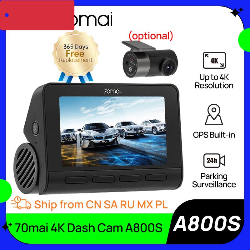 

70mai Dash Cam 4K A800S HD resolution for Sony IMX415 Built-in GPS ADAS Ultra HD 2160P Resolution Support Front&Rear DVR 140FOV