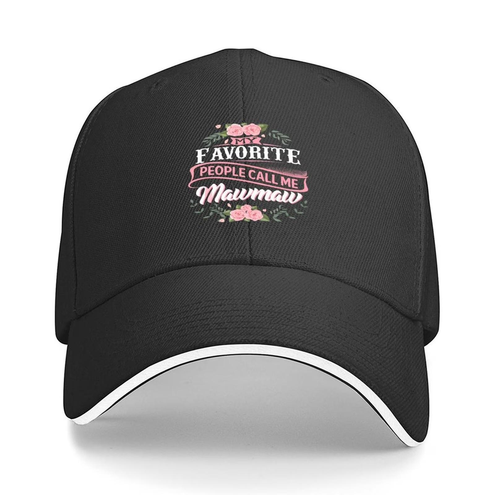 My Favorite People Call Me Mamaw Baseball Cap Floral Graphic Polyester Adjustable Outdoor Hat One Size