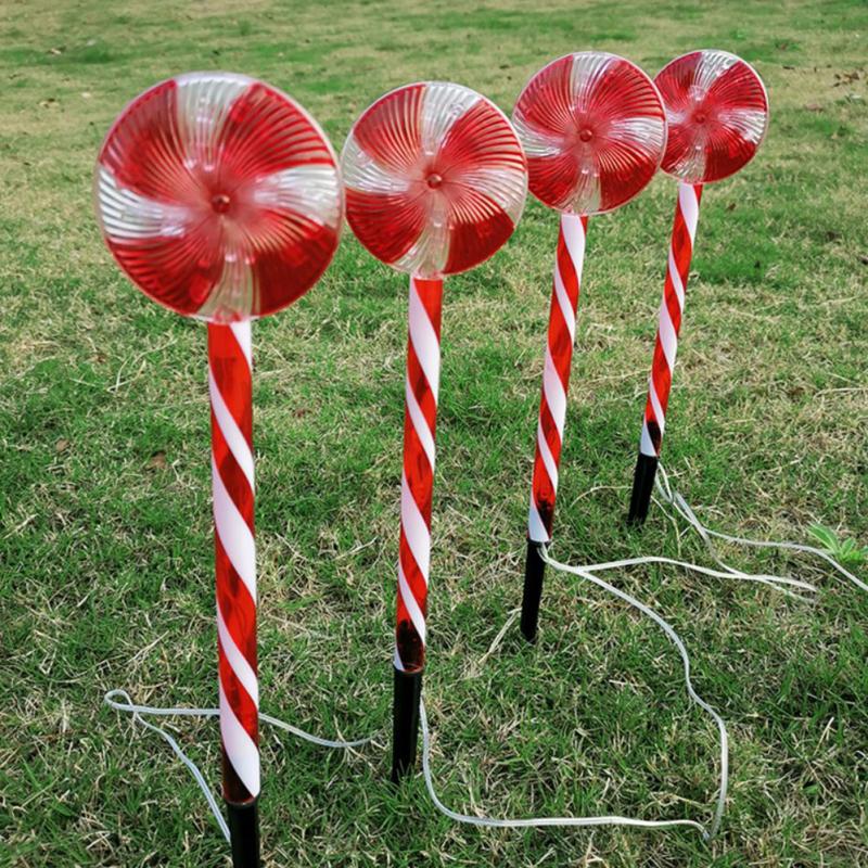 Güneş Led Şeker Kamışı Yolu Lambası Noel Yeni Yıl Tatili için 8 Mod Açık Lolipop Işıkları