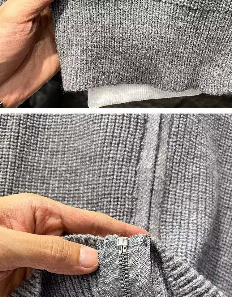 Versatile Double Zipper Cardigan: Autumn/Winter Loose Stand-up Collar Sweater Jacket