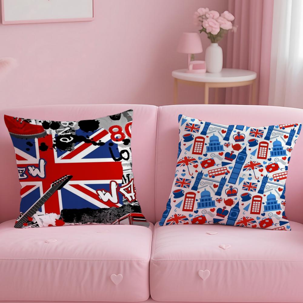 LOVE England Printed Cushion Cover Comfortable Reversible Pillow Cover Ideal for Car Sofa Bedroom & Beyond