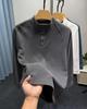 Men's Velvet Collar Henry Long Sleeve Base Layer Shirt - Warm Brushed Solid Casual Autumn/Winter Inner Wear