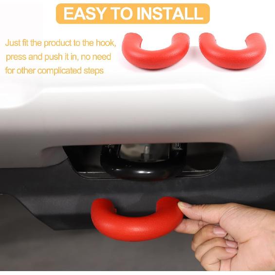 Car Tow Hook Protective Cover Compatible with Ford Ranger 2023-2025 Rubber Front Bumper Tow Ring Pull Ring Protective Case Trailer Pull Ring Trim