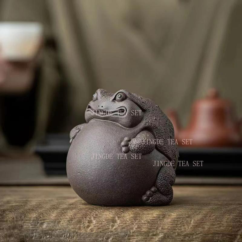 Purple Clay Tea Pet Lucky Golden Toad Toad Small Ornament Creative Office Home Tea Art Accessories