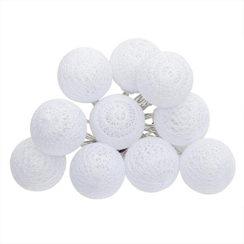 Cottonballs garland white 10-ball LED battery-powered
