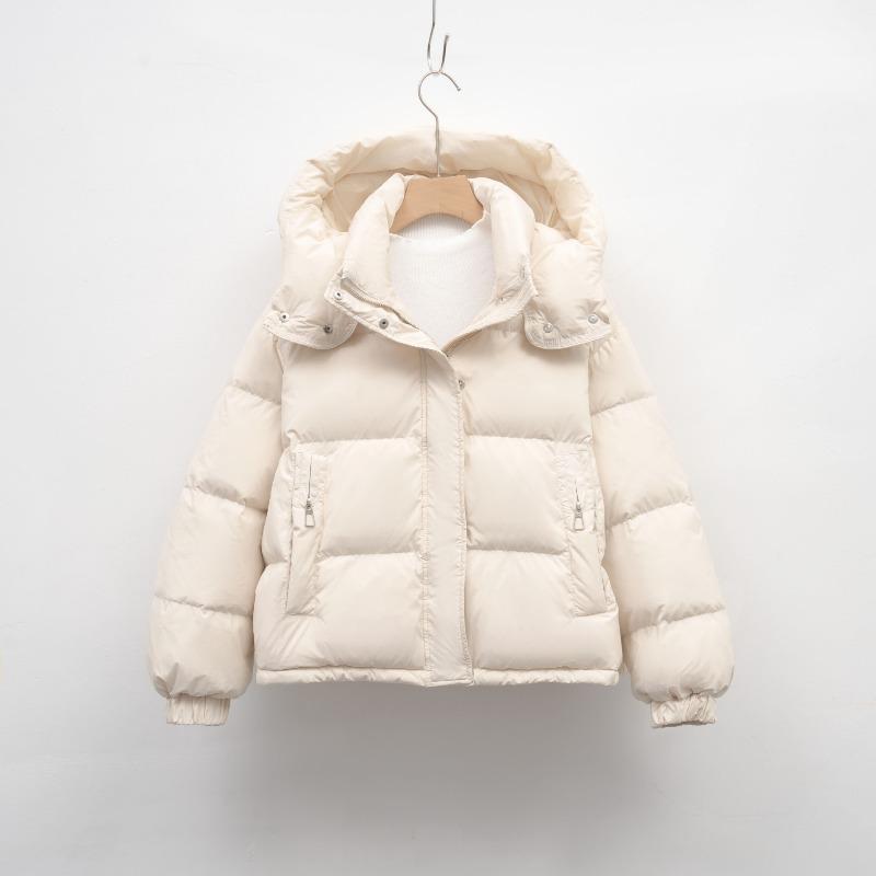 Women's Short Down Jacket - Winter Regular Fit Simple Hooded Compact Style Warm Puffer Coat