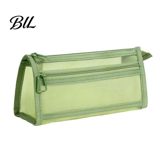 Heavy Duty Mesh Pencil Bag Case with Zipper, Double Layer Large Capacity Stationery Visual for School Organizer, Transparent Durable Lightweight