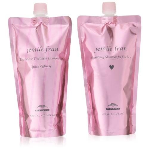 

[Набор] MILBON Gemile Fran Shampoo Heart Refill + Treatment Juicy Glossy Refill 400 мл каждый набор Refill