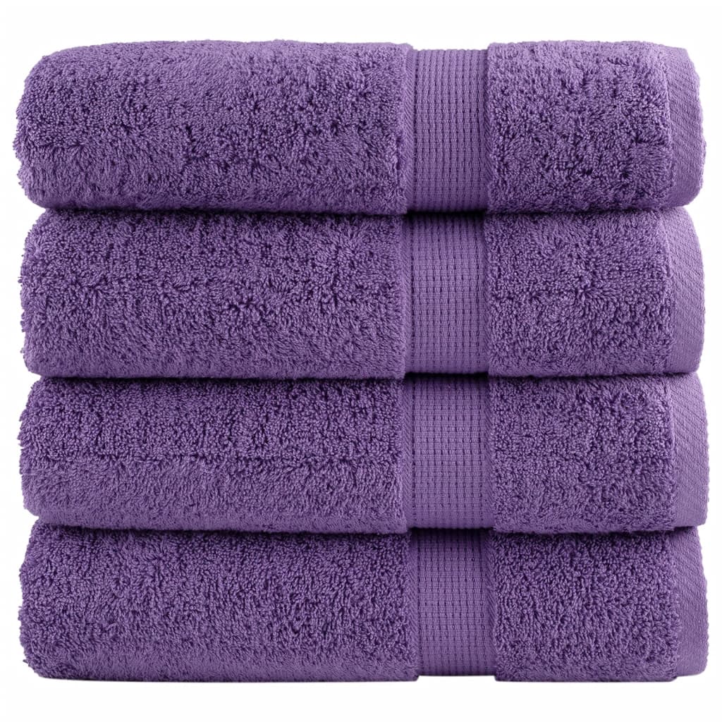 Premium Bath Towels SOLUND 4 pcs Purple 100 x 150 cm 600 g m²