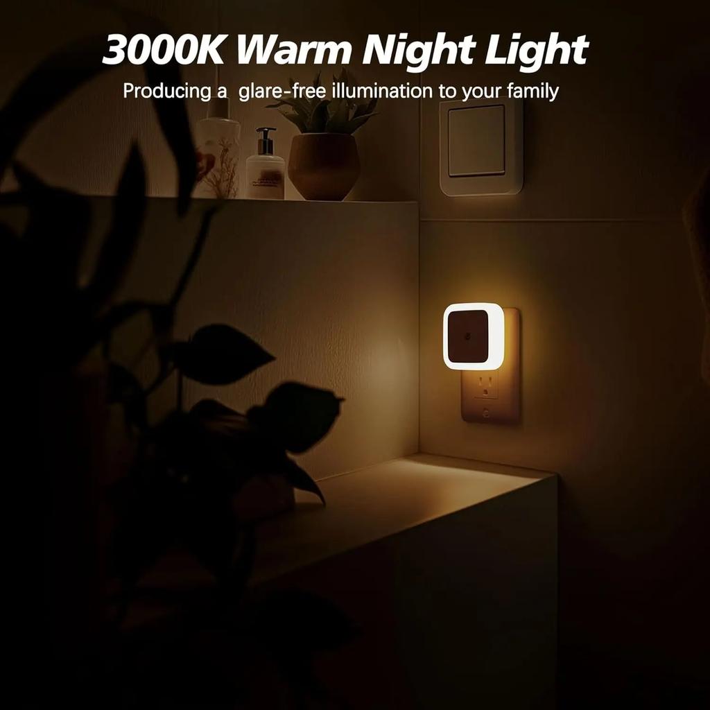 1/4/8pcs LED Night Light,Plug in Night Lamp,Dimmable Indoor Lighting,Decorative Wall Light for Corridor,Cabinet,Toilet,Kids Room