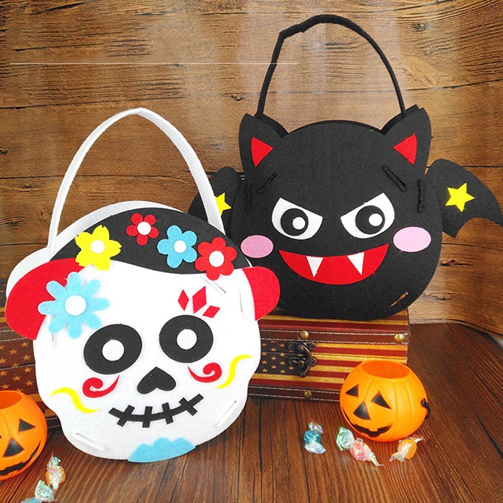 DIY Material Trick Or Treat For Kids Halloween Bag Gift Basket Storage Bucket Halloween Candy Bag