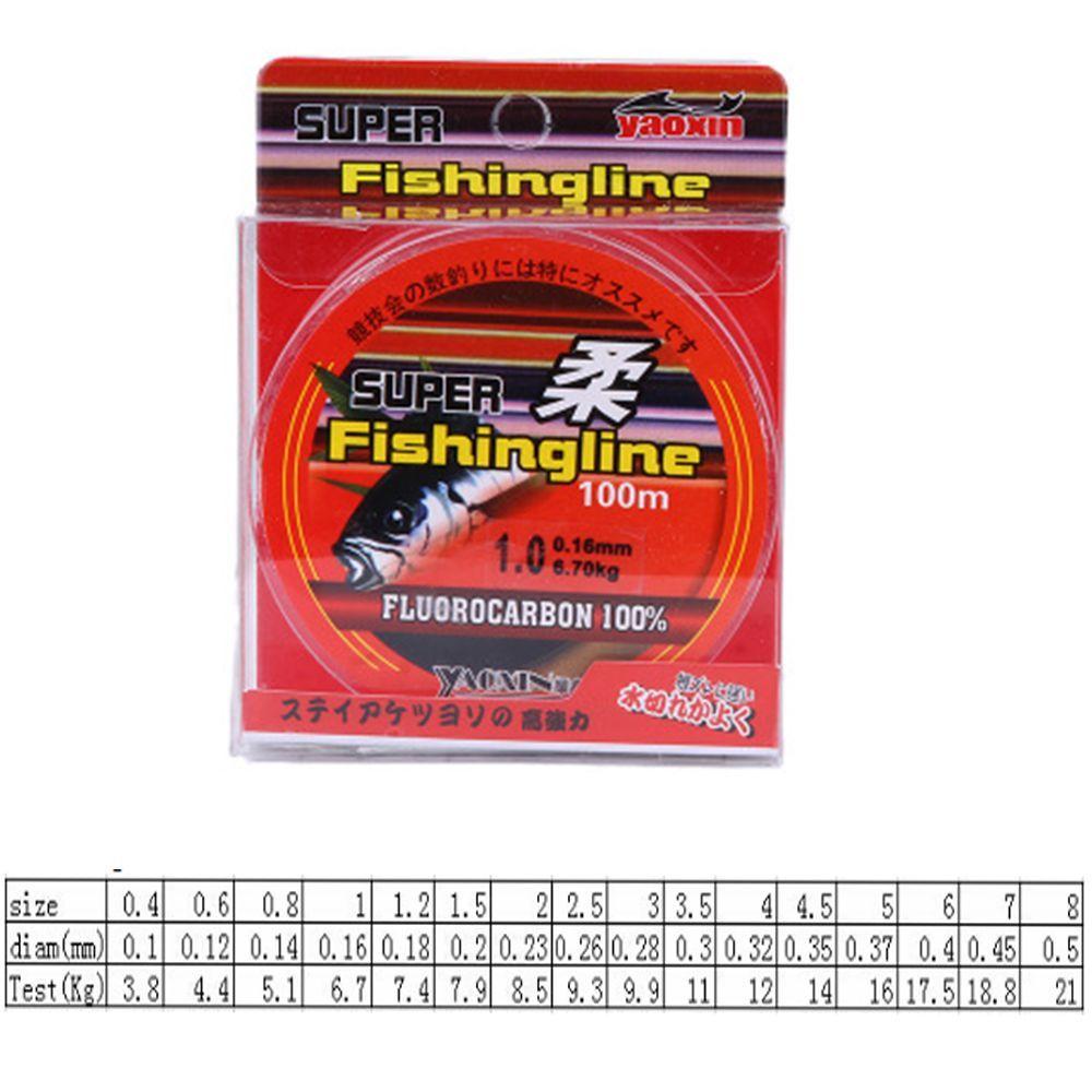 100M 100% Fluorocarbon Monofilament Nylon PA Fishing Line Super Strong Fishing Line 0.8-6LB