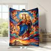 1PC Virgin Mary with child, angels Faith-printed Flannel Blanket Soft and Warm Suitable for Home Travel Picnics Camping and RV