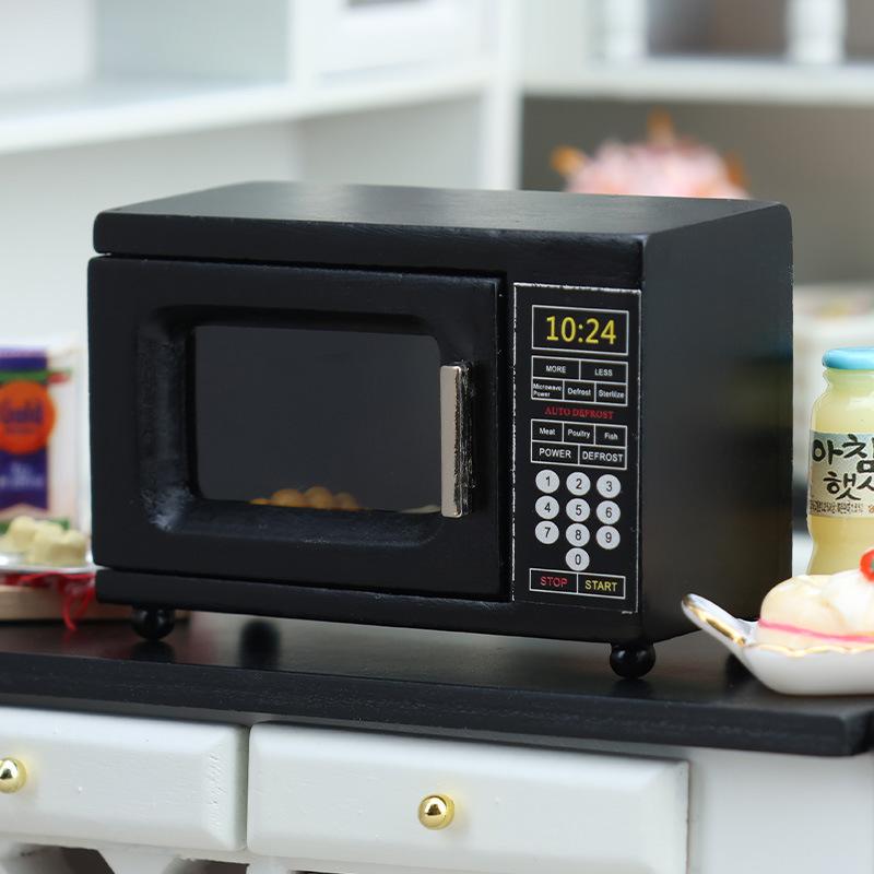 1:12 Dollhouse Miniature Black Microwave Oven Furniture Home Model Decor Toy Doll House Accessories