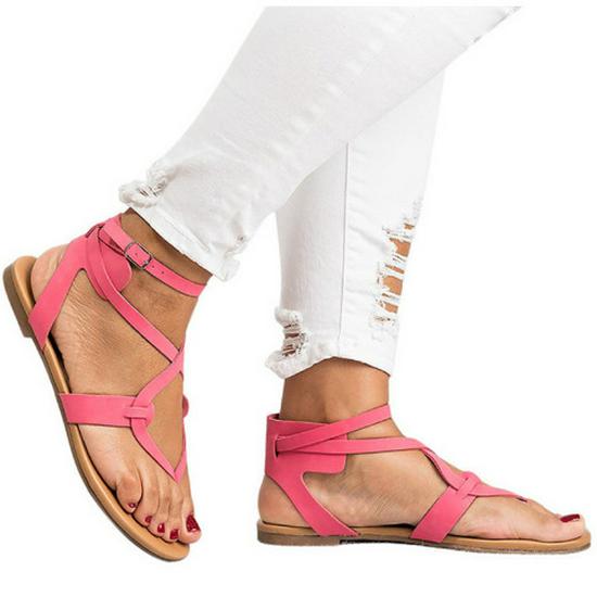 2021 Spring-Summer Plus Size Women s Round Toe Flat Sandals - European and American Style 35