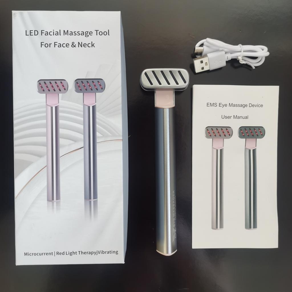 Elektrisk tryllestav-introduktor, Rødt lys løftende og oppstrammende massasjeapparat, Vibrasjons skjønnhetsinstrument, Oppvarmende skjønnhets-hals