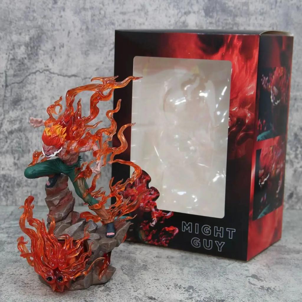 26cm Naruto Might Guy Figure Ten Years of Shinobi Anime Action Figure With Light Immortal Sitting Pvc Model Collection Toy Gift