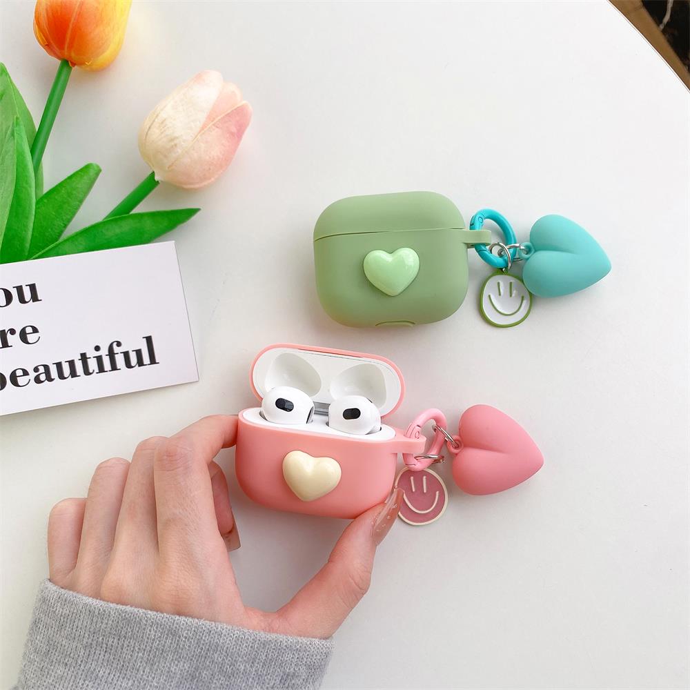 New Silicone Earphone Case For Apple Airpods Pro 1/2/3 Love Pendant High Quality Soft Case Protection Case Fashionable Simple