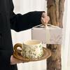 Vintage Design Osmanthus Coffee Cup and Saucer Set Contrast Latte Afternoon Tea Ceramic Cup High-end Exquisite Gift Box