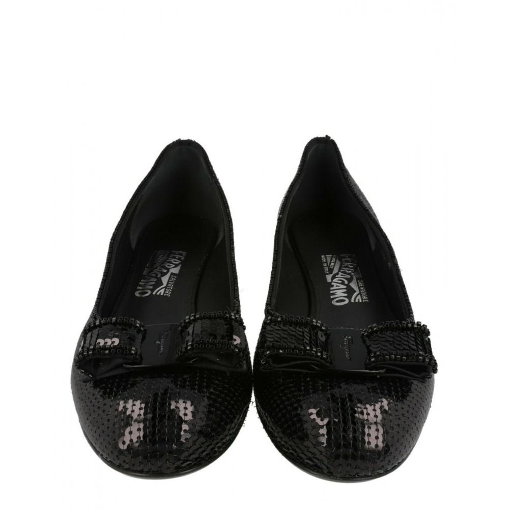 Salvatore Ferragamo Vara Sequined Pumps Black