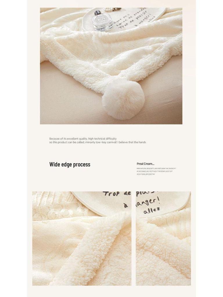 G5Z Coral Fleece Office Nap Blanket - Snow Rabbit Velvet Jacquard Shawl