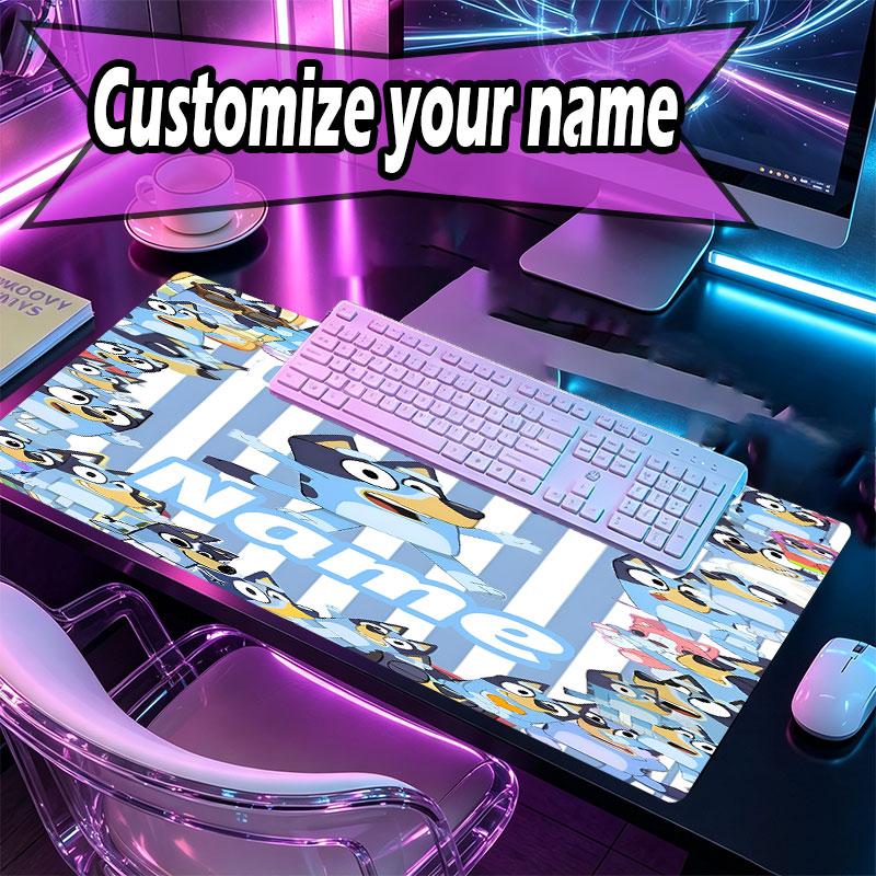 Custom Name Personalized Bluey Pattern Mousepad, Laptop PC Desk Mat, Decorative Desk Mat for Home Keyboard Pad Gift