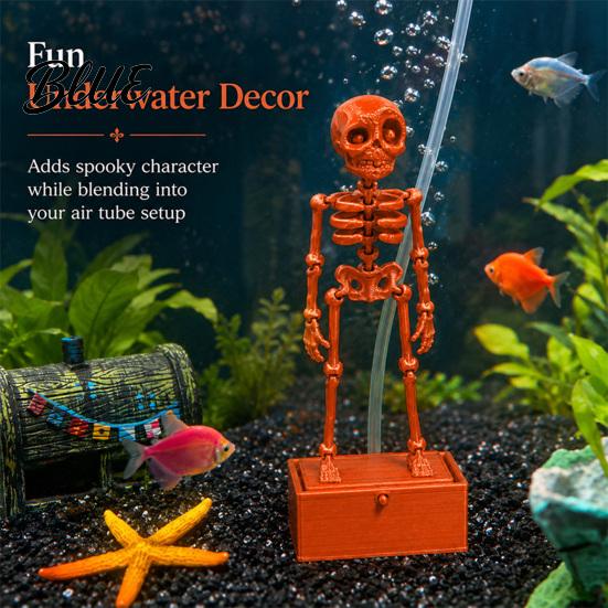 Dynamic Ornament for Shrimp Tanks Dancing Skeletons Aquarium Bubbler Decoration Halloween Skeleton Fish Tank Themed Landscaping Ornament 3D Printed