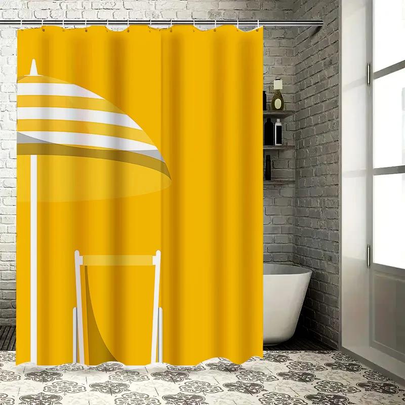 Stylish Yellow Shower Curtain With Minimalist Design - Perfect For Modern Bathrooms Waterproof Durable Non Transparent